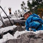 Via Ferrata Ariège Vicdessos Arête sud enfant en hiver